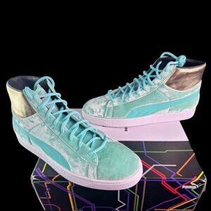 Puma Basket Mid Shoes Mens Size 10.5 Teal Gold Velvet Dee & Ricky Ltd Edition